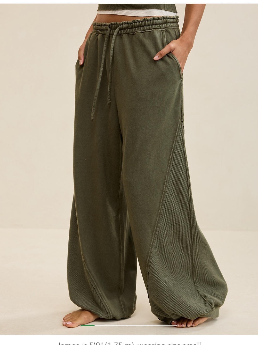 Aerie Olive Unwind Waffle Joggers